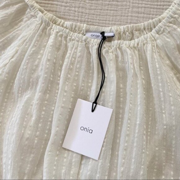 New Onia Colette Cropped Off-The-Shoulder Cotton-Blend Jacquard Top - Picture 5 of 12